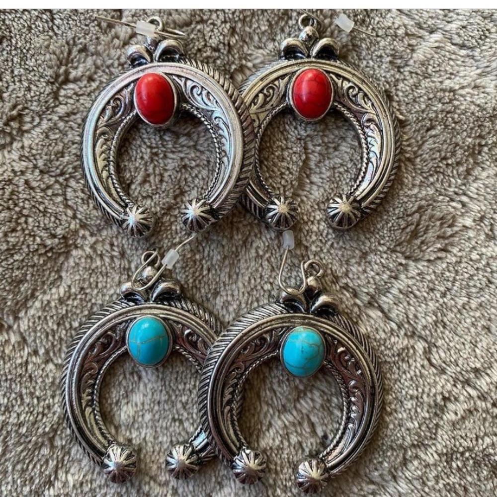 turquoise and red earrings